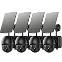 ZUMIMALL 2K Solar Security Cameras Wireless Outdoor 4-Pack, Solar Powered Cameras for Home Security with 360° View, Color Night Vision, 2-Way Talk, AI Alert, Siren, CloudEdge App, Black
