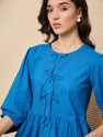 ZUMMER Casual Solid Women Blue Top
