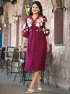 ZUMMER Women A-line Multicolor Midi Calf Length