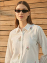 ZUMMER Women Self Design Casual White Shirt