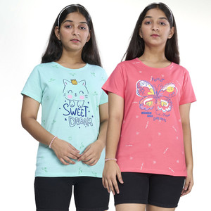 Zuniors-SSC Girls Graphic Print Pure Cotton Regular