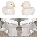 ZUNON Toilet Bolt Caps, Decorative Toilet Bolt Covers, Ceramic Cute Frog Covers Toilet Bolts Bathroom Decor Easy Installation Set of 2 (White Duck 2pcs)