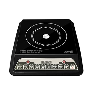 zunvolt 2000w unbreakable glass push button induction cooktop cooltouch shockproof electric stove with indian menu options black