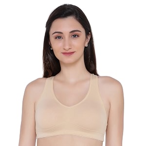 Womens Cotton Blend Non-Wired Sports Bra