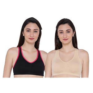 Womens Cotton Blend Non-Wired Sports Bra