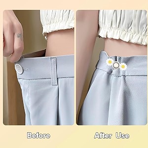 zurato colorfull sun flower adjustable jean button pant waist tightener pins no sew and no tools detachable decorative button waist adjustment buttons extender colorful - silver pack of - 2