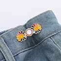ZURATO Colorfull Sun Flower Adjustable Jean Button, Pant Waist Tightener Pins, No Sew and No Tools Detachable Decorative Button, Waist Adjustment Buttons Extender (Colorful - Gold, Pack of - 2)