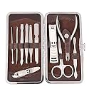 Zureni 11pcs Stainless Steel Nail Clipper Set Manicure Pedicure Set Grooming Kit with PU Leather Case for Tools (11-Pcs)