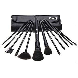 zureni 12 pcs makeup brushes for face and eye cosmetics synthetic hair with black brush bag organizer