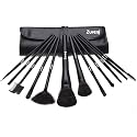 Zureni 12 Pcs Makeup Brushes For Face And Eye Cosmetics, Synthetic Hair, With Black Brush Bag Organizer