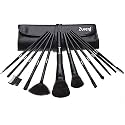 Zureni 24 Pcs Makeup Brushes for Face and Eye Cosmetics, Premium Synthetic Hair, with Black Brush Bag Organizer (Black)