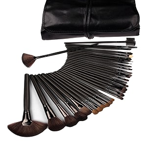 zureni 32pcs makeup brush set professional makeup tool kit cosmetic makeup brushes with leather pouch black