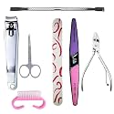 Zureni 7pcs Stainless Steel Nail Clipper Set Manicure Pedicure Set Grooming Kit with PU Leather Case for Tools