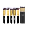 Zureni Makeup Brushes with Stylish Look, Ergonomic Handle &amp; Soft Synthetic Hair Bristles Portable Pack Ideal For Professional or Daily Use - (Set of 10 Pcs, Black/Golden)