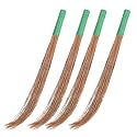Zureni Traditional Coconut Leaf Grass 40" Long Broomstick Washable Seekh Jhaadu with Firm &amp; Comfortable Grip Ideal for Wet Surface Cleaning (Pack of 4, 400 Gm, Random Colors)
