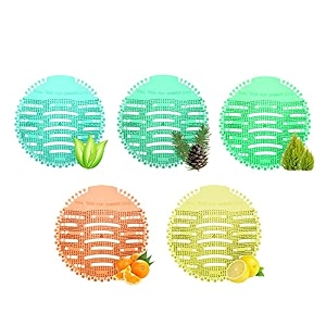 zureni urinal screen fresh scented anti-splash toilet mat bathroom deodorizer spatter with air freshener for restroom multicolor pine lemon-orange-pine-natural breeze-lemon fragrance 5 pcs