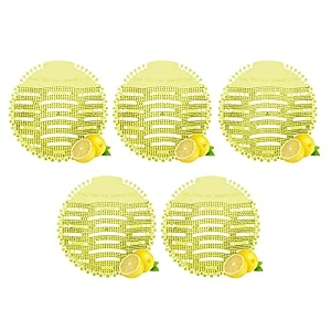 zureni urinal screen fresh scented anti-splash toilet mat bathroom deodorizer spatter reducing lemon fragrance refresher mats with air freshener ideal for restrooms yellow 5 pcs
