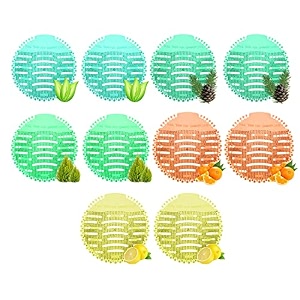 zureni urinal screen fresh scented anti-splash toilet mat bathroom deodorizer spatter with air freshener for restroom multicolor pine lemon-orange-pine-natural breeze-lemon fragrance 10 pcs