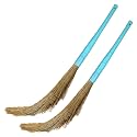 Zureni ZU-44 No Dust Floor Broom Broomstick Phool Jhadu Sweep with Long Handle Lightweight for Easy Floor Sweeping Home Bedroom Kitchen Cleaning (Pack of 2, Random Color, Synthetic Grass)