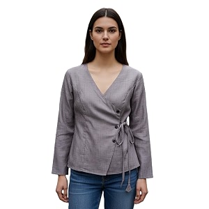 Zurity Womens Cotton Tops Casual Wrap