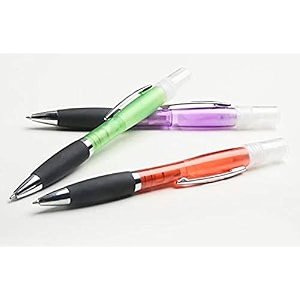 2-in-1 ballpoint pen with mist spray bottle for hand sanitizer alcohol or travel perfume blue and black ink 3 pcs