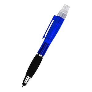 2-in-1 ballpoint pen with mist spray bottle for hand sanitizer alcohol or travel perfume blue and black ink 1pcs