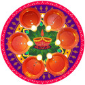 ZURU BUNCH 6 Pcs LED Tea Light water sensor diya with Rangoli Sticker Plastic (Pack of 6) Table Diya Set (Height: 1.5 inch)