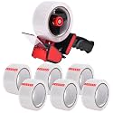 Zuvo Heavy Duty Tape Gun and Dispenser with 6 Brown Packaging Tapes (44mm X 66m) | Metal Tape Gun Dispenser for Moving Boxes, Warehouse, Paper Packaging, Parcel, or General Packing