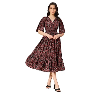 ZWERLON Beautiful Floral Pattern Midi