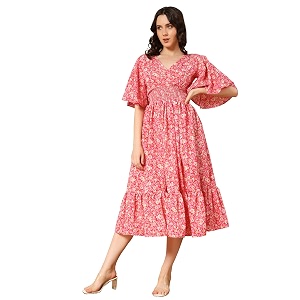 ZWERLON Beautiful Floral Pattern Midi