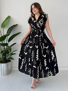 ZWERLON Women Fit and Flare Black Midi