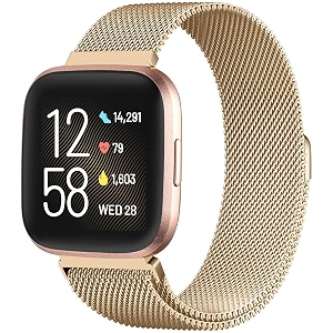metal bands compatible with fitbit versa 2versa lite seversa smart watch for women men royal gold small