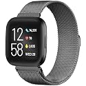 Metal Bands Compatible with Fitbit Versa/Versa Lite/Versa 2 Smart Watch for Women Men, Stainless Steel Mesh Replacement Bracelet Band for Versa 2, Black Large