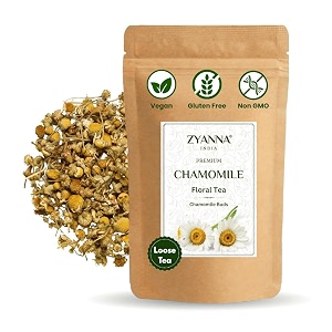 zyanna chamomile tea  200 cups100gm loose bags  pure chamomile flower buds in resealable pouch  calming blend for relaxation amp sleep  caffeine-free vegan non-gmo gluten free  herbal tea