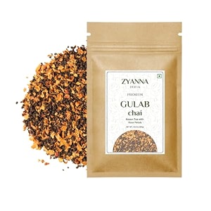 zyanna gulab chai -premium assam ctc tea with rose petals  rose milk tea  aromatic gulab chai 250g pack