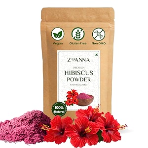 zyanna hibiscus powder - pure dried hibiscus flower powder  loose 250g  caffeine-free  brew hot or iced  for drinks hair care skin care face pack amp natural glow  rich in antioxidants