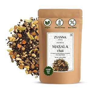 zyanna masala chai tea  assam tea with cardamom cinnamon clove ginger amp black pepper  250gm- loose  authentic indian masala chai  bold spicy amp aromatic  strong amp flavorful