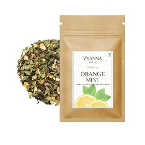 zyanna orange mint tea - green tea with orange peels amp mint leaves - zesty orange mint tea refreshing citrus blend with cooling mint - 100 natural orange peels100gm