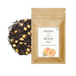 zyanna peach tea - green tea with freeze-dried peach100gm -exotic fruit infusion herbal tea delicious nutritious with antioxidant benefits-peach-100gm