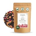 ZYANNA Rose Black Tea – Premium Black Tea with Rose Petals (100g | 3.5oz | 50 Cups) | Fragrant Loose Leaf Blend | Natural Ingredients | Brew Hot or Iced