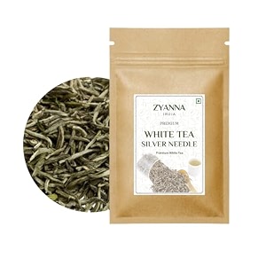 zyanna white tea silver needle - premium darjeeling white tea loose pack 100gm - 50cups