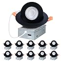 ZYC Black LED Recessed Light: 4 inch Gimbal LED Recessed Lighting Swivel Downlight 9W 800LM 360° Rotation,Directional Adjustable Eyeball Soffit Light,Swivel Ceiling Spotlight,Pack of 10 Black.