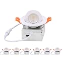 ZYC Gimbal LED Recessed Lighting - 3 Inch 5CCT 7W 360° Rotation Adjustable Eyeball Light,LED Swivel Spotlight,Directional Sloped Ceiling Light,Dimmable Canless Wafer Downlight Pack of 6 White.