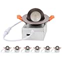ZYC Gimbal LED Recessed Lighting - 3 Inch 5CCT 7W 360° Rotation Adjustable Eyeball Light,LED Swivel Spotlight,Directional Sloped Ceiling Light,Dimmable Canless Wafer Downlight Pack of 6 Bronze.