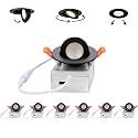 ZYC Gimbal LED Recessed Lighting - 3 Inch 5CCT 7W 360° Rotation Adjustable Eyeball Light,LED Swivel Spotlight,Directional Sloped Ceiling Light,Dimmable Canless Wafer Downlight Pack of 6 Black.