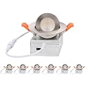 ZYC Gimbal LED Recessed Lighting - 3 Inch 5CCT 7W 360° Rotation Adjustable Eyeball Light,LED Swivel Spotlight,Directional Sloped Ceiling Light,Dimmable Wafer Downlight Pack of 6 Brushed Nickel.