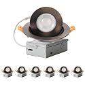 ZYC Gimbal LED Recessed Lighting - 4 Inch 5CCT 9W 360° Rotation Adjustable Eyeball Light,LED Swivel Spotlight,Directional Sloped Ceiling Light,Dimmable Canless Wafer Downlight Pack of 6 Bronze.