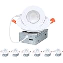 ZYC Gimbal LED Recessed Lighting - 4 Inch 5CCT 9W 360° Rotation Adjustable Eyeball Light,LED Swivel Spotlight,Directional Sloped Ceiling Light,Dimmable Canless Wafer Downlight Pack of 6 White.