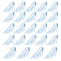 ZYFLSQ Glass Slipper Cinderella Shoes 24 Pieces Mini Plastic Cinderella Slippers 3.5 Inch Glass Heels Princess for Wedding Birthday Party Table Favors Decoration (Blue)