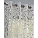 Transparent Curtains 5 Feet Long Set of 1 Pcs | Cream Sheer Window Curtains for Living Room, Bedroom | Lightweight 5 Feet Long Drapes for Home Decoration